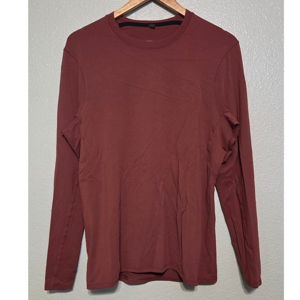 Lululemon Running Shirt Womens 8 Burgundy Long Sleeve Reflective Performance